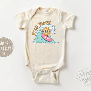 Stay Wavy Toddler Shirt - Retro Girls Summer Shirt - Cute Surfing Natural Kids Tee image 2