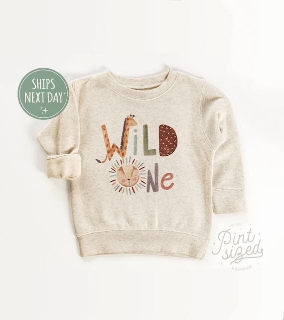 Wild One Toddler SweatShirt 1st Birthday Kids Tee Shirt Boho Birthday Natural Pullover Sweatshirt