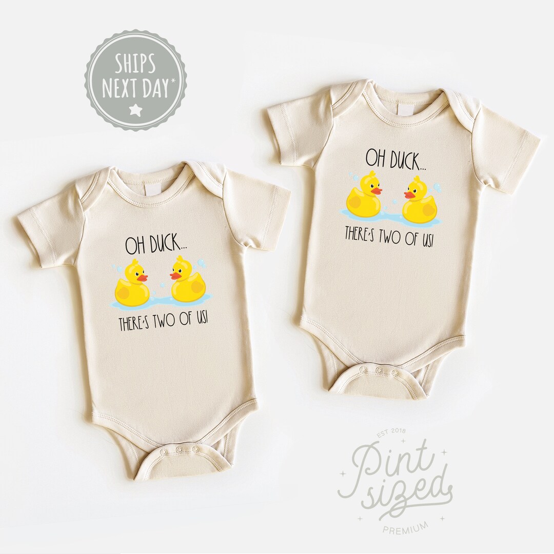 Twin Baby Onesie® Set Oh Duck There's Two of Us Twin Onesies® Funny