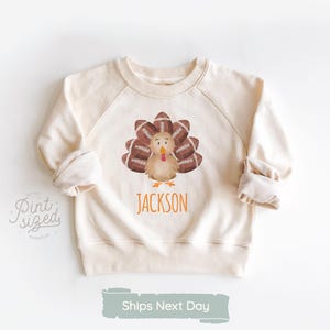 Football Custom Name Toddler Shirt - Personalized Turkey Natural Kids Shirt - Thanksgiving Kids Shirt