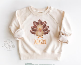 Football Custom Name Toddler Shirt - Personalized Turkey Natural Kids Shirt - Thanksgiving Kids Shirt