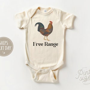 Free Range Chicken Baby Onesie® - Farm Animal Baby Bodysuit - Cute Country Baby Natural Onesie® - Wild And Free Baby Onesie®