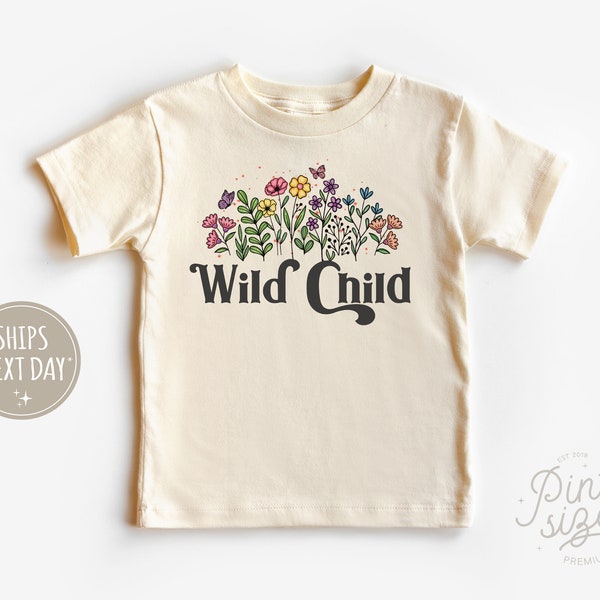 Wild Child Kids Shirt - Girls Retro Wildflower Tee - Boho Wild And Free Natural Toddler Shirt