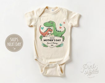 Our First Mother's Day Baby Onesie® - Cute Dinosaur Onesie® - 2024 Mothers Day Natural Bodysuit - Mother's Day Gift - First Mothers Day