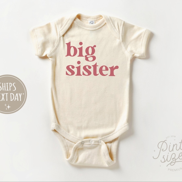 Big Sister Baby Onesie® - Cute Vintage Bodysuit - Natural Big Sister Baby Onesie®