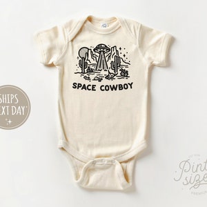 Space Cowboy Baby Onesie® - Retro Spaceship Bodysuit - Western Natural Baby Onesie®