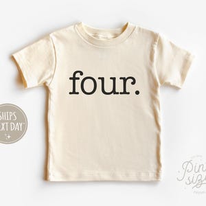 Fourth Birthday Kids Shirt - Vintage Four Year Old Birthday Tee - Unisex Natural Toddler Shirt