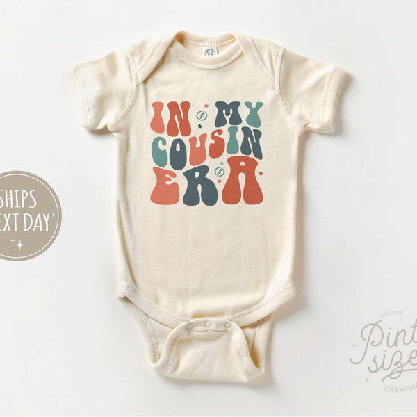 In My Cousin Era Onesie® - Girls Retro Bodysuit - Cute Cousin Natural Onesie®