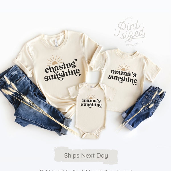 Mommy and Me Matching Set - Chasing Sunshine - Retro Matching Mommy & Me Set - Mama and Baby Matching Shirts - New Mom Shirt