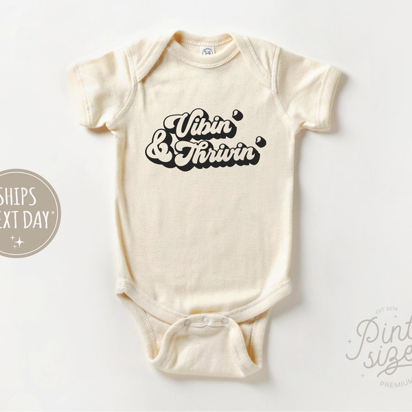 Vibin' and Thrivin' Onesie® - Funny Retro Bodysuit - Cute Natural Onesie®