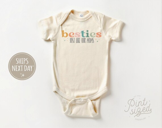 Besties Just Like Our Moms Baby Onesie® - Retro Best Friends Bodysuit - Cute Natural Baby Onesie®
