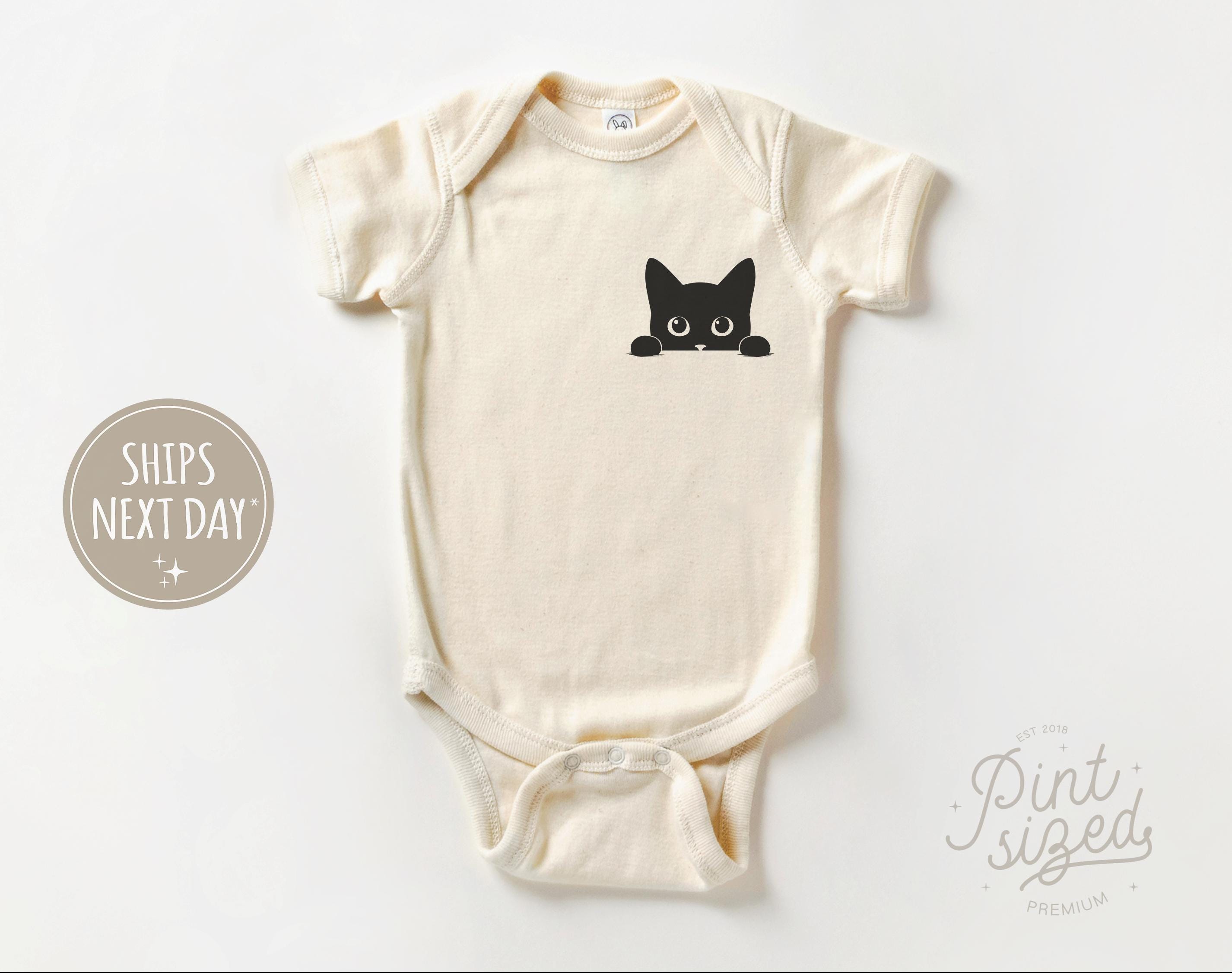 Black Cat Baby Onesie® - Cute Black Cat Bodysuit - I love Cats Onesie® - Halloween Baby Onesie®