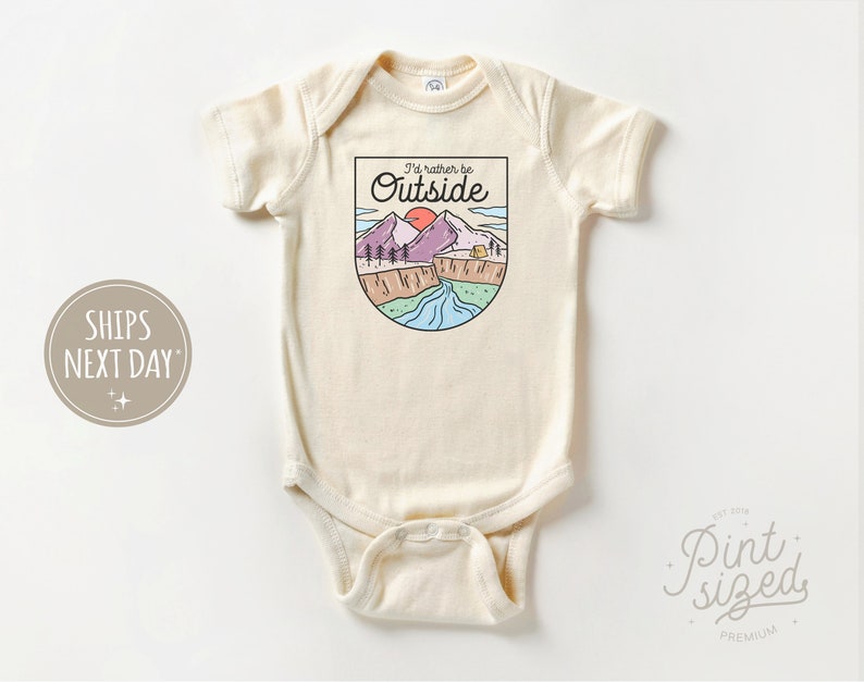 I'd Rather Be Outside Onesie® Outdoorsy Adventure Bodysuit Cute Natural Baby Onesie® image 1