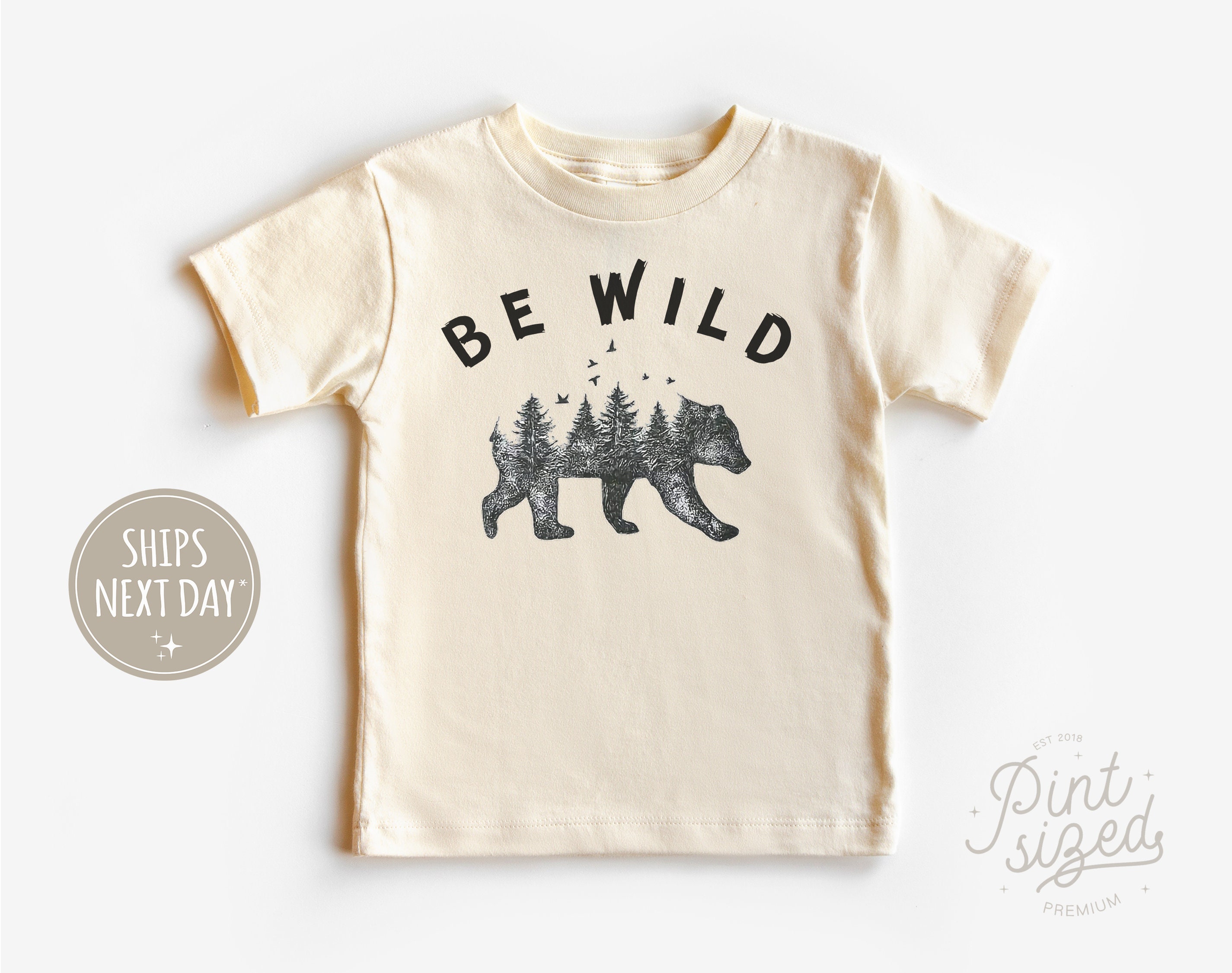 Discover Be Wild Baby Shirt - Adventure Bear Crew Neck - Cute Baby Shirt