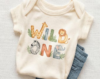 Wild One Baby Onesie - Cute Safari Animals First Birthday Bodysuit