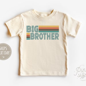 Retro Big Brother Shirt - Boys Sibling Tee - Vintage Natural Kids Gift