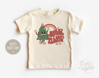 Merry Everything And A Happy Always Toddler Shirt - Retro Christmas Kids Shirt - Cute Natural Toddler Tee