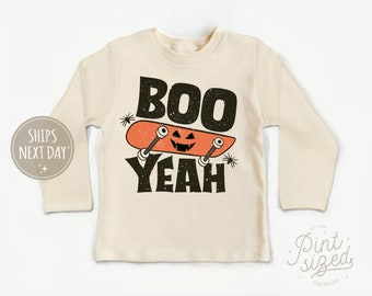 Boo Yeah Toddler Shirt - Retro Halloween Kids Shirt - Funny Natural Toddler Tee