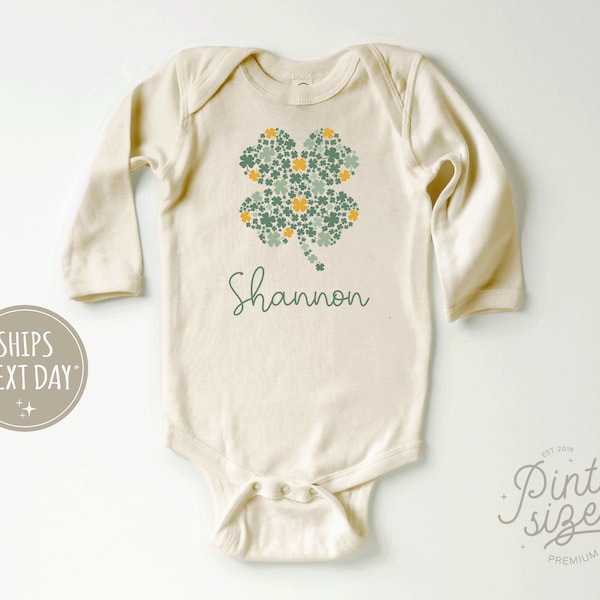 Personalized St Patrick's Day Onesie® - Cute Shamrock Bodysuit -  Custom Irish Girls Baby Onesie®