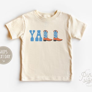 Y'all Toddler Shirt - Retro Cowboy Kids Shirt - Cute Country Natural Toddler Tee