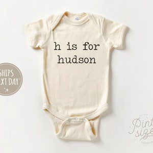 Personalized Letter Is For Name Onesie® - Vintage Bodysuit - Natural Personalized Onesie®