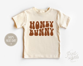 Chemise enfant lapin miel-chemise rétro Pâques pour tout-petits-t-shirt naturel vintage pour tout-petits