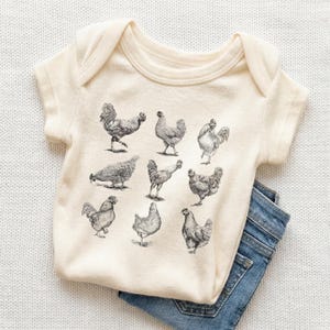 Chicken Breeds Baby Onesie® - Farm Animal Bodysuit
