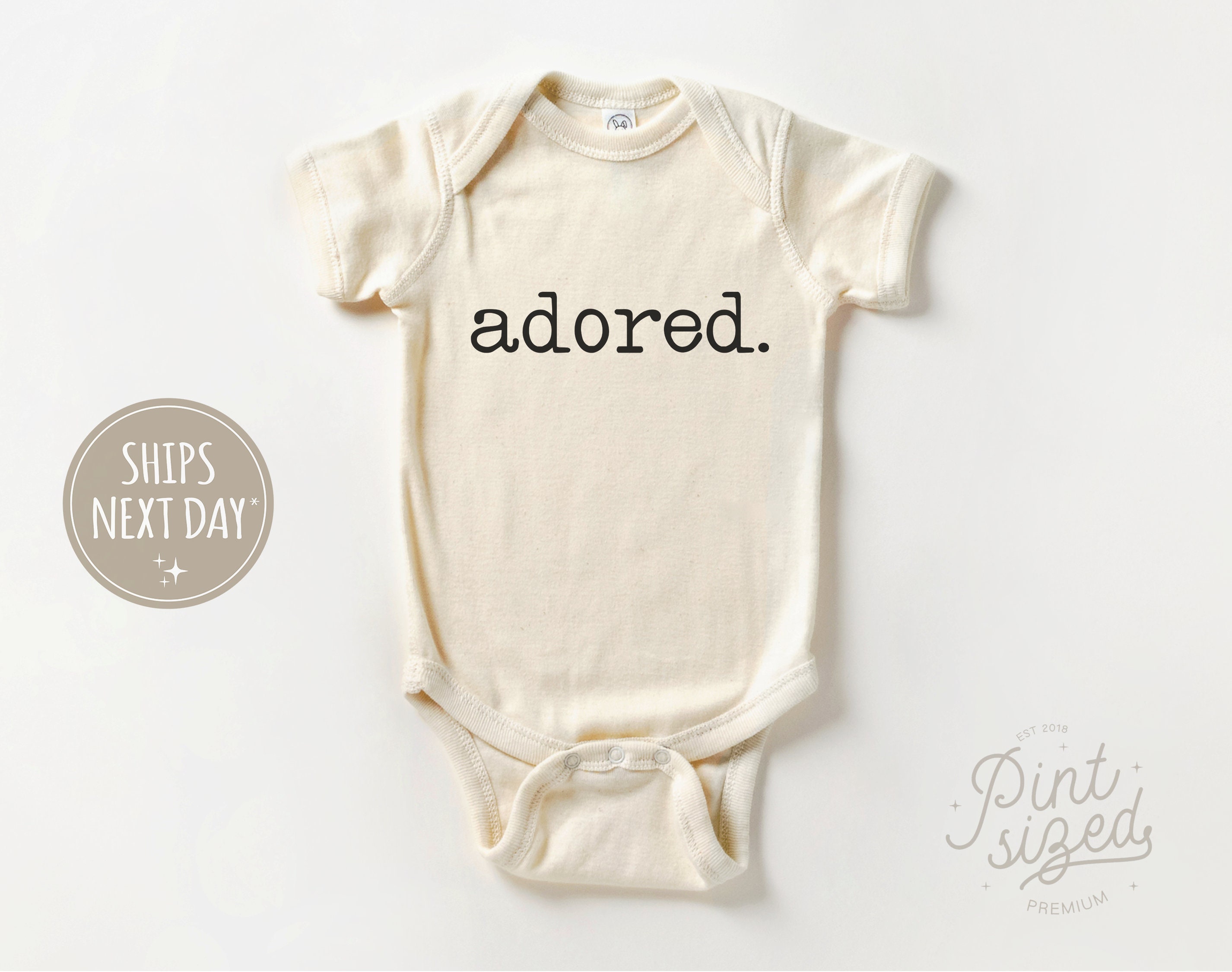 Discover Adored Baby Onesie - Vintage Bodysuit - Cute Natural Baby Onesie