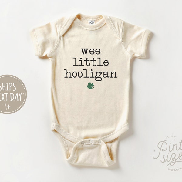 Wee Little Hooligan Baby Onesie® - St Patrick's Day Bodysuit - Vintage Natural Irish Baby Onesie®