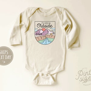 I'd Rather Be Outside Onesie® Outdoorsy Adventure Bodysuit Cute Natural Baby Onesie® image 2