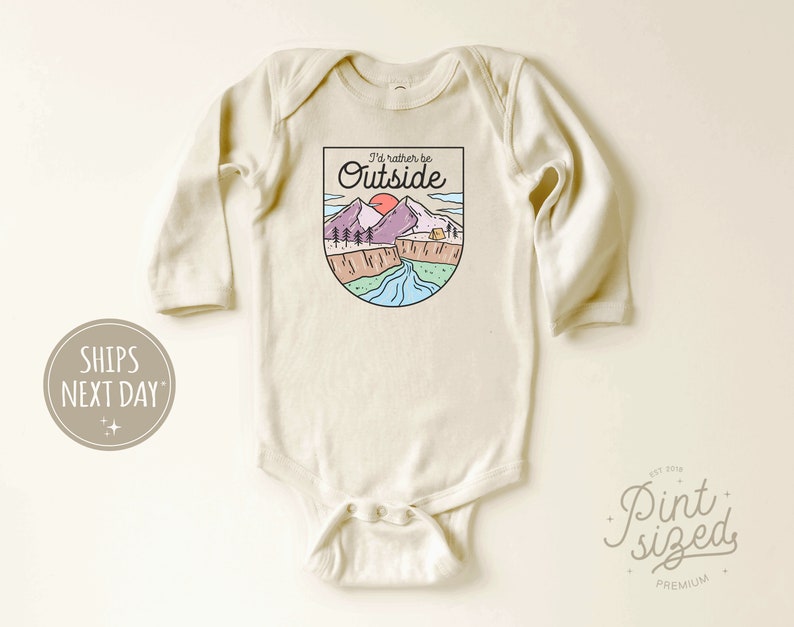 I'd Rather Be Outside Onesie® Outdoorsy Adventure Bodysuit Cute Natural Baby Onesie® image 2
