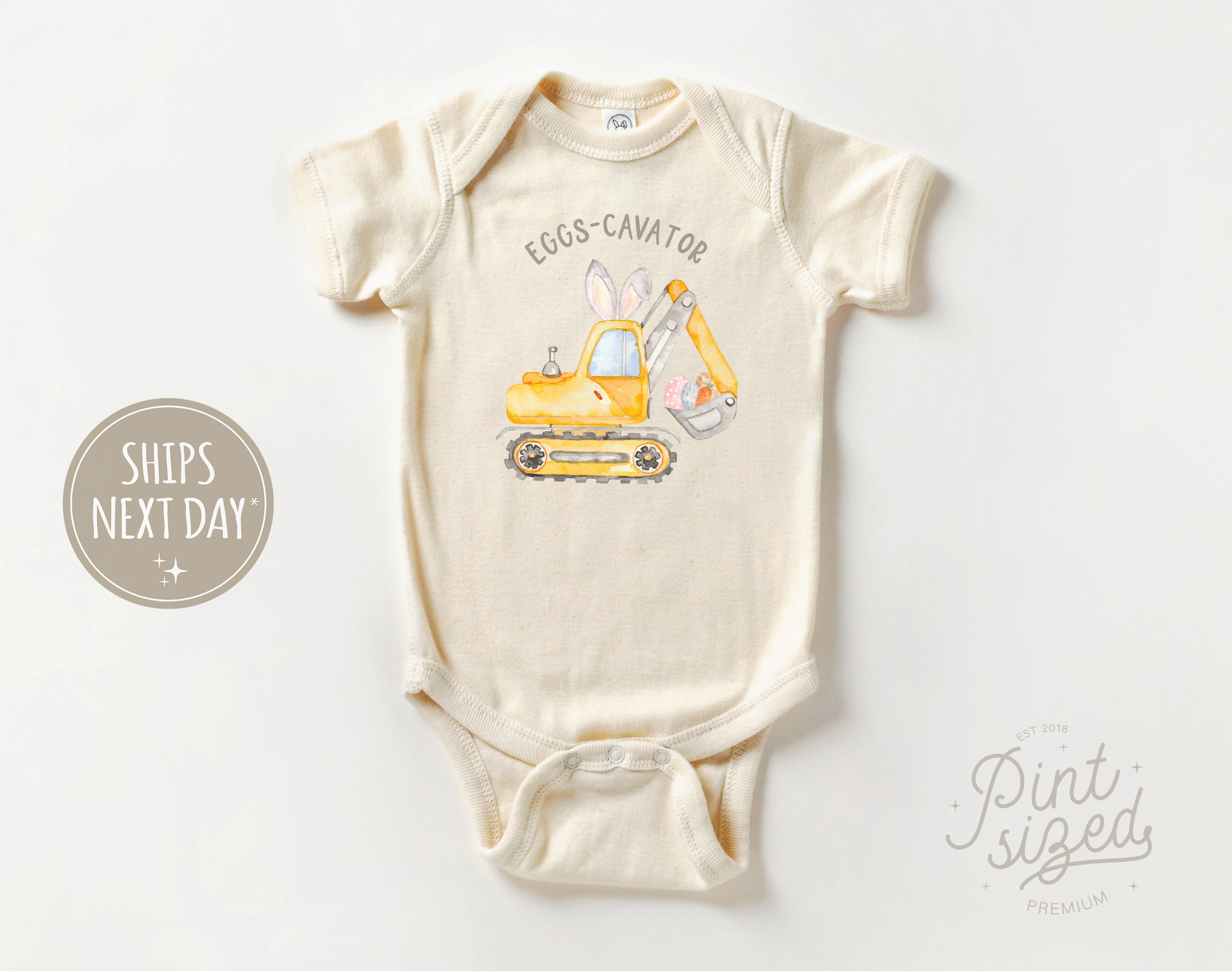 Easter Baby Onesie®- Eggs Cavator Funny Easter Baby Onesie® - Eggs Cavator Onesie® - Cute Easter Bodysuit - Natural Baby Onesie®