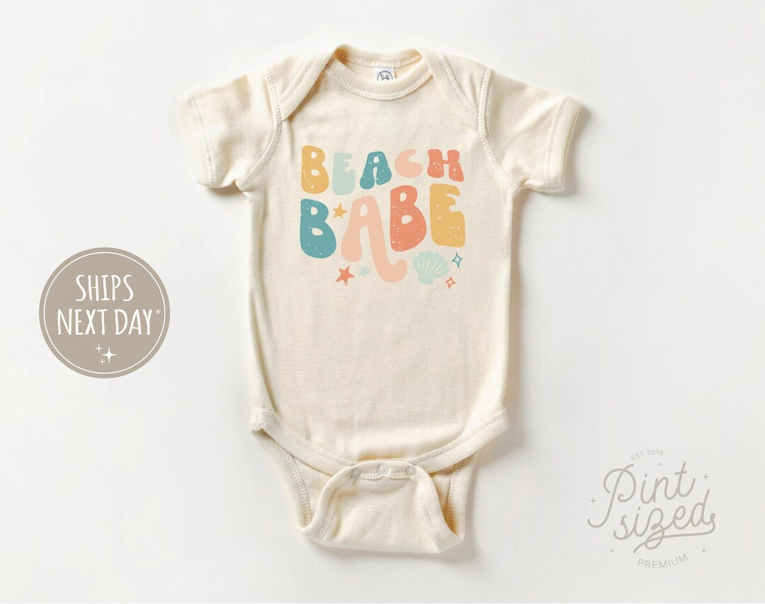 Beach Babe Onesie® - Retro Summer Bodysuit - Summer Vacation Natural ...