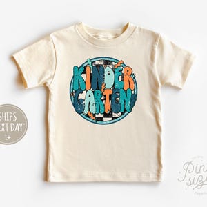Kindergarten Kids Shirt - Retro Back to School Tee - Cute First Day Of Kindergarten Natural Toddler Shirt