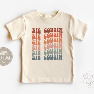Big Cousin Toddler Shirt - Retro Girls Shirt - Matching Cousin Natural Toddler Tee