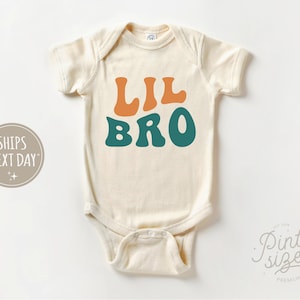 Lil Bro Baby Onesie® - Cute Vintage Little Bro Bodysuit - Natural Little Brother Baby Onesie®