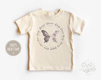 You Are Enough Toddler Shirt - Boho Religious Tee - Butterfly Natural Kids Shirt