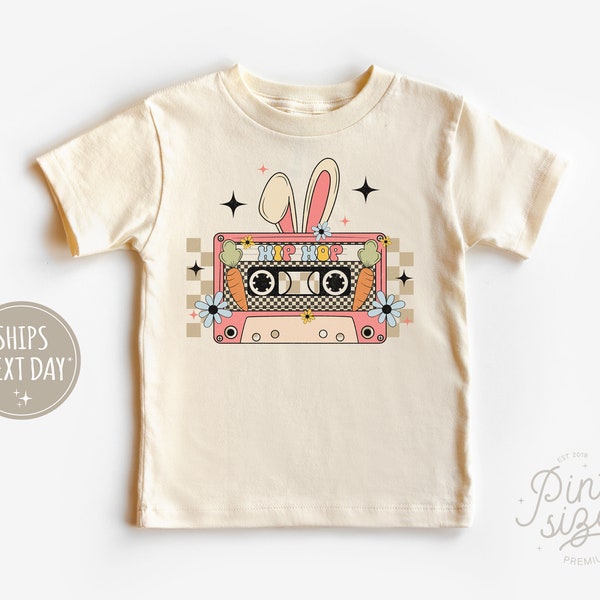 Hip Hop Bunny Toddler Shirt - Kids Retro Easter Tee - Hipster Natural Kids Shirt