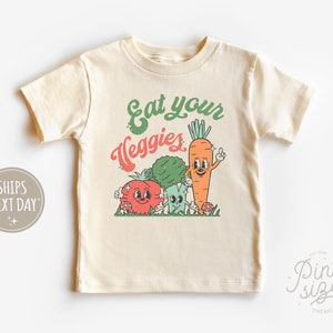 Eat Your Veggies Toddler Shirt - Retro Natural Kids Shirt - Cute Vegetable Toddler Tee