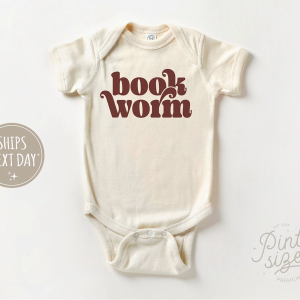Book Worm Baby Onesie® - Retro Bodysuit - Cute Natural Baby Onesie®