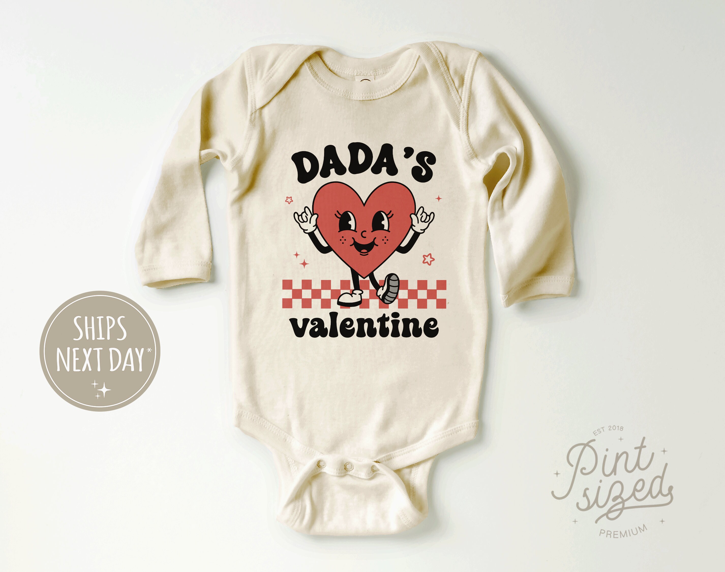 Discover Dada's Valentine Baby Onesie, Retro Valentine's Day Bodysuit