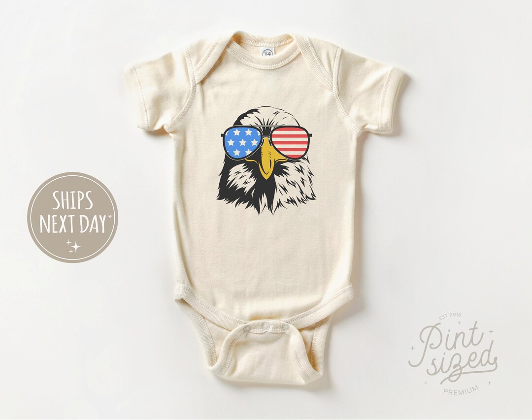 Patriotic Eagle Onesie® Boys America Bodysuit 4th of July Natural