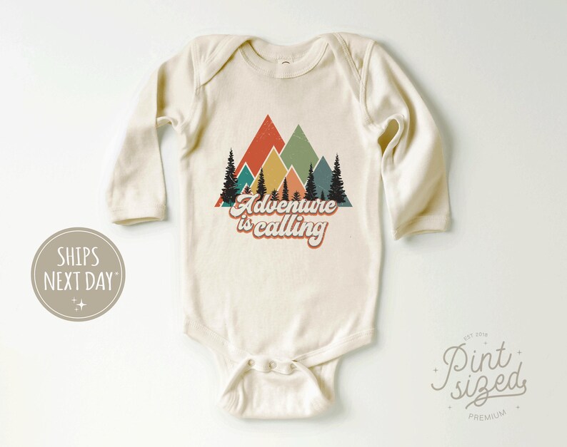 Adventure is Calling Baby Onesie® - Cute Mountains Bodysuit - Summer Baby Onesie® zdjęcie 2