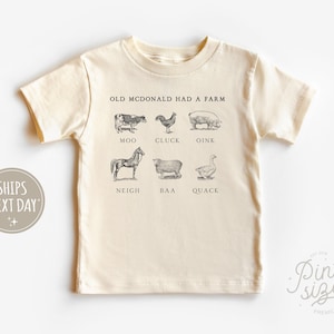 Old McDonald Had a Farm Toddler Shirt - Nursery Rhyme Tee - Cute Farm Animal Natural Kids Shirt
