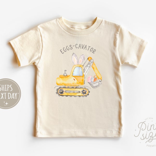 Boys Easter Kids Shirt - Eggs-Cavator Boys Toddler Shirt - Funny Easter Tee - Natural Kids Shirt