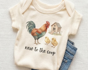 New To The Coop Baby Onesie - Cute Farm Chicken Bodysuit