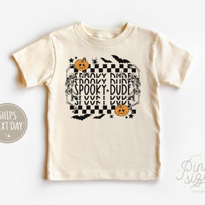 Spooky Dude Toddler Shirt - Retro Boys Halloween Kids Tee - Cute Natural Fall Toddler Tee