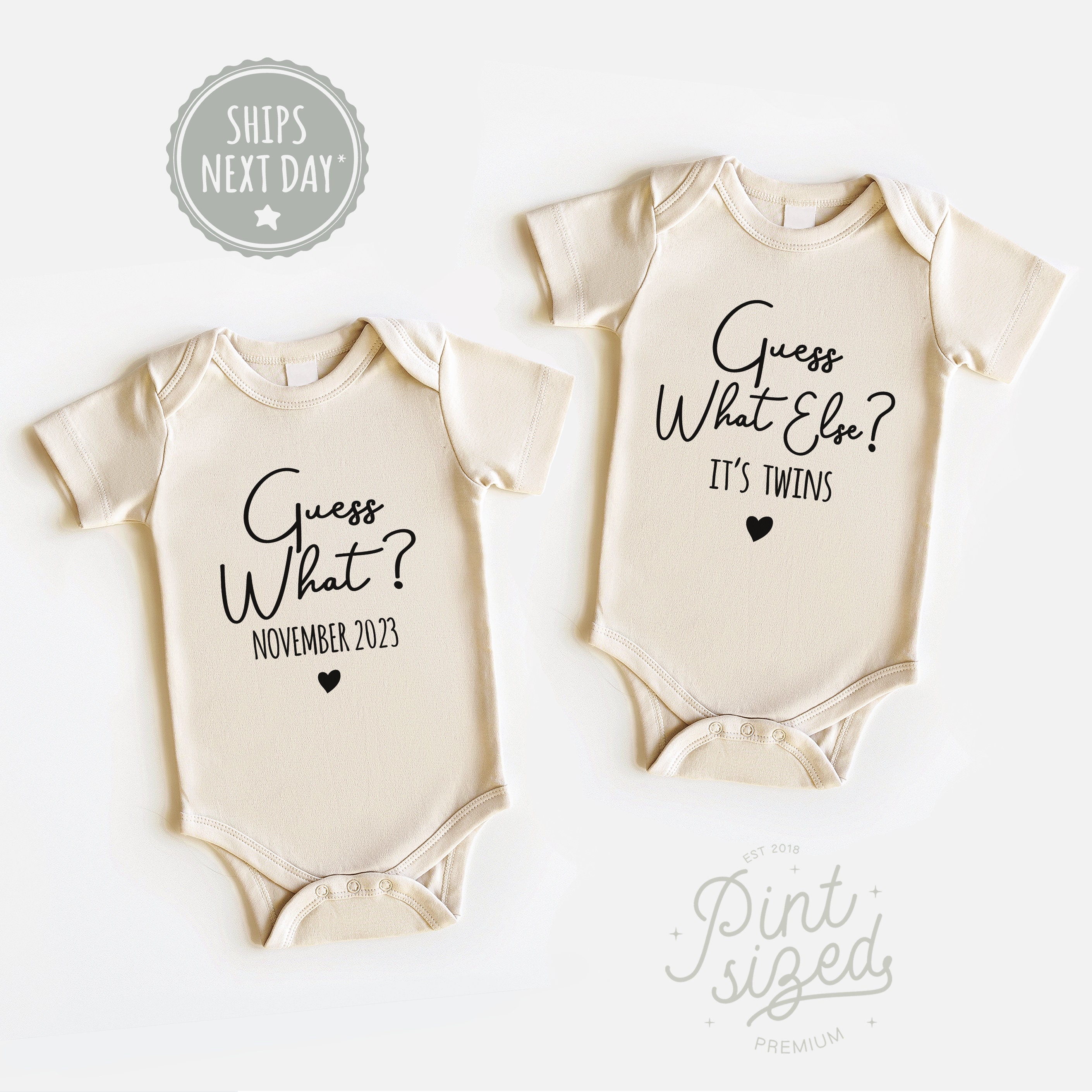 Personalized Twin Onesie® Set - Funny Twin Baby Onesies® - Funny Announcement Twin Bodysuit - Cute Custom Twin Baby Onesies®