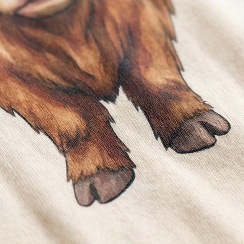 Highland Cow Baby Onesie - Cute Fluffy Scottish Cattle Bodysuit zdjęcie 3