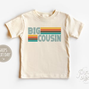 Retro Big Cousin Shirt - Boys Cousins Tee - Vintage Natural Kids Gift